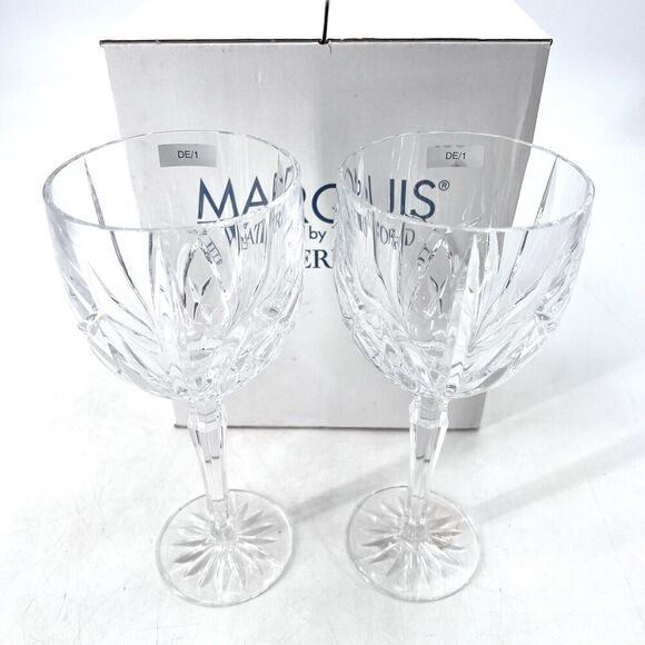 MARQUIS by WATERFORD Brookside Crystal Wine Glasses 8.5" Set of 2 - Picture 1 of 8